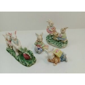 Albert Kessler VTG Bunnies Figurines Easter Storytime Collection Lot of 4